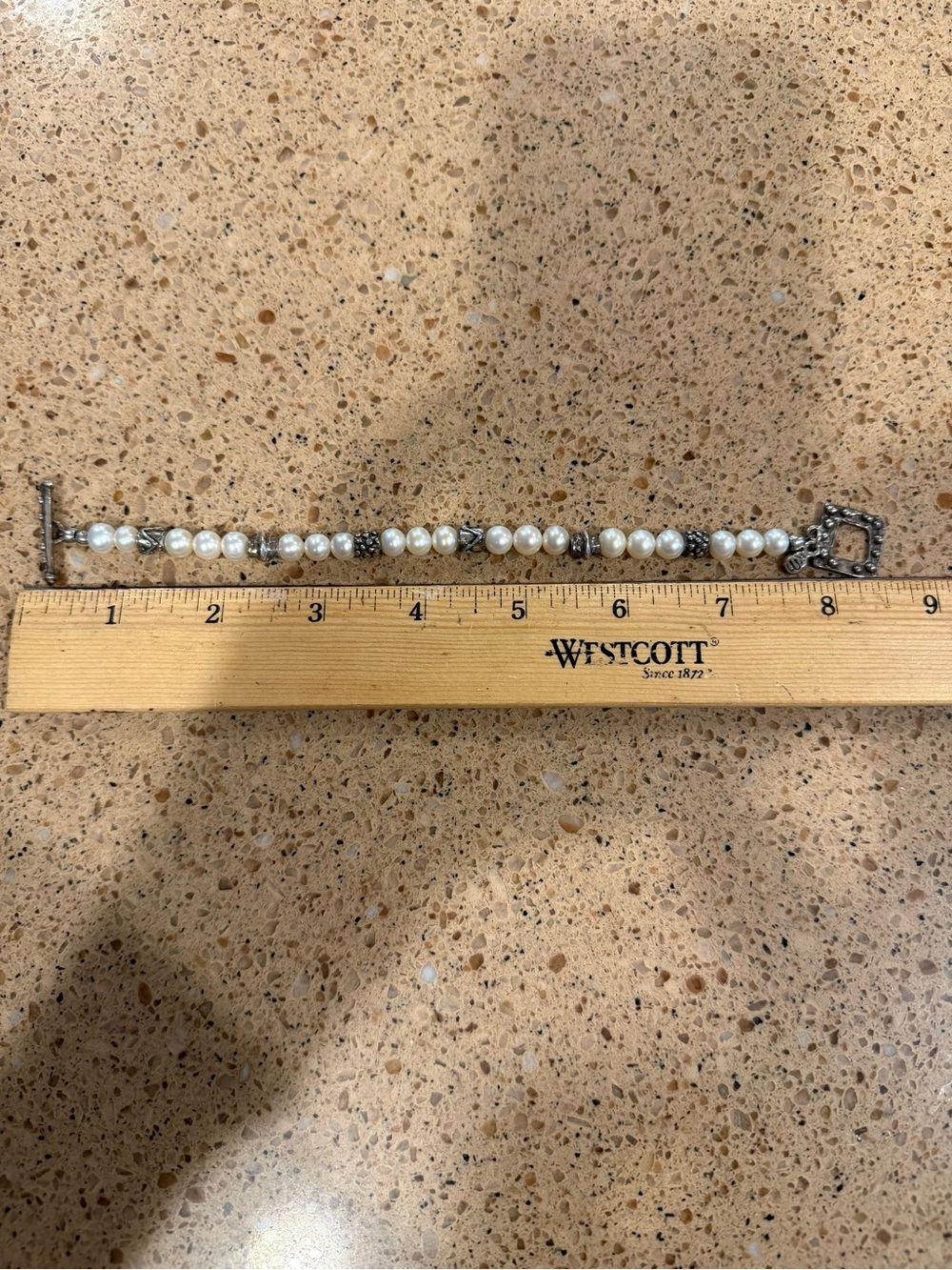 Silpada White Pearl and Silver Toggle Bracelet